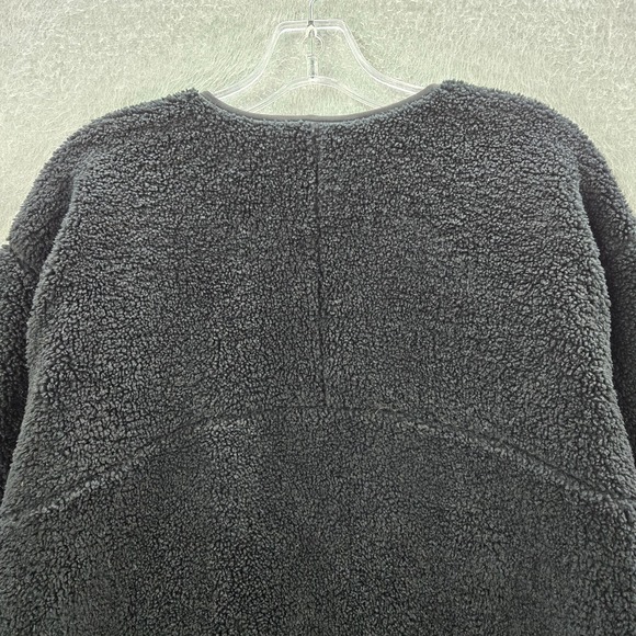 Lululemon Women Jacket 4 Black‎ Collarless Textured Fleece Full Zip Pockets - Picture 6 of 11
